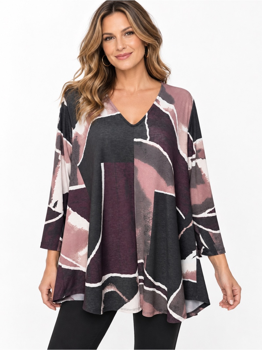 Comfy USA Top Women’s Size XL Long Sleeve Made In The USA Abstract Art To Wear